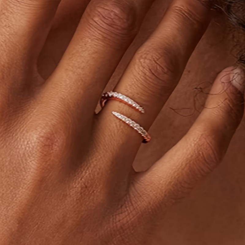 Women's Spiral Wrap Open Band Ring with Synthetic Cubic Zirconia